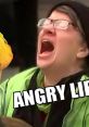 Person expressing frustration in a green jacket, symbolizing "The Angry Liberals" movement with a humorous twist.