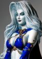 Stunning Lady Death statue with striking blue accents and dramatic white hair, showcasing her iconic character design.