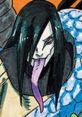 Orochimaru, the iconic villain, features long black hair and a menacing expression with a protruding tongue.