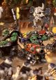 Ork Flash Gitz from Warhammer 40,000 with distinctive pirate-themed armor and weaponry in a dynamic tabletop scene.