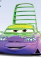 Wingo from Cars, a vibrant purple and green race car, features a unique green spoiler and a playful expression.