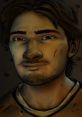 Luke from The Walking Dead video game, featuring a close-up of his expressive face and rugged character design.