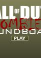 Call of Duty Zombies soundboard interface with playful blood effect and 'PLAY' button for immersive gaming experience.