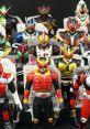 Collection of Kamen Rider action figures showcasing various designs from the 仮面ライダーシリーズ series.