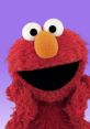 Elmo, the beloved red Muppet, smiles excitedly against a purple background, showcasing his playful and cheerful personality.