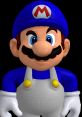 SMG4 character in blue attire with iconic mustache and cap, representing a classic video game hero persona.