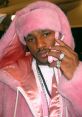 Cam'ron in a striking pink fur coat, holding a pink phone, showcasing his iconic style and flair in hip-hop fashion.