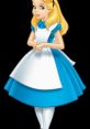 Alice from Alice in Wonderland, wearing her iconic blue dress and white apron, smiles with curiosity and adventure.