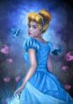 Cinderella in a sparkling blue gown with birds and flowers, capturing the magic of her fairy tale moments.