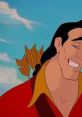 Smirking Gaston from Beauty and the Beast, showcasing his confident charm against a blue sky backdrop.