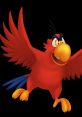 Iago the Parrot is a vibrant red character with outstretched wings, showcasing a playful and humorous expression.