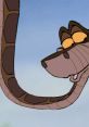 Kaa, the charming animated python, playfully sways with a mischievous grin in a vibrant jungle setting.