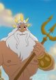 King Triton from The Little Mermaid, depicted with a trident and regal demeanor, showcasing his oceanic authority and strength.