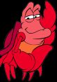 Smiling crab character, Sebastian from The Little Mermaid, known for his playful personality and iconic musical talents.