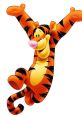 Joyful Tigger character from Winnie the Pooh, jumping with excitement, displaying vibrant orange fur and playful demeanor.