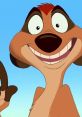 Timon, the humorous meerkat from The Lion King, smiles brightly against a blue sky, showcasing his playful personality.