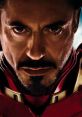 Tony Stark as Iron Man, showcasing a determined expression, reflecting strength and heroism in his iconic red suit.