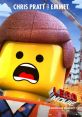 Emmet from The Lego Movie (2014) looks shocked, showcasing vibrant colors and dynamic Lego scenery in the background.