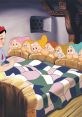 Snow White chats with the Seven Dwarfs in a cozy cottage, showcasing friendship and magic from the classic 1937 film.