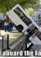 Bus teeters on edge by canal; onlookers witness an epic fail moment, highlighting a comical transportation mishap.