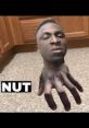 A surreal meme featuring a man’s head on a hand with the word "NUT," capturing the humor of unexpected situations.