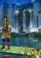 Character customization selection screen featuring a young warrior in traditional attire against a scenic waterfall backdrop.