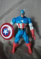 Captain America action figure with iconic shield, showcasing American patriotism in vibrant colors and heroic stance.