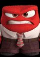 Character representing anger with a fierce expression, wearing a shirt and tie, showcasing intense emotions.