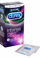 Durex Intense condoms with Desirex gel, ribbed and dotted design for enhanced pleasure, pack of 6 for ultimate intimacy.