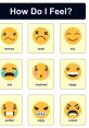 Emotional chart displaying various feelings: nervous, upset, shy, sad, surprised, happy, excited, angry, scared.