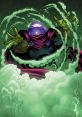 Mysterio conjures green smoke, showcasing his illusionary powers in a dynamic comic art style.