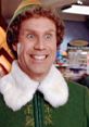 Buddy the Elf smiling joyfully in his iconic green outfit with white collar, bringing holiday cheer and laughter.