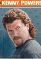 Kenny Powers from Eastbound & Down, showcasing his iconic mullet and intense expression against a blue background.