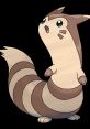 Cute Furret with a cheerful expression, showcasing its distinctive brown and white striped body and playful demeanor.