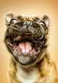 Pug with a funny expression, wide open mouth, and playful demeanor, bringing laughter and joy. Perfect for pet lovers!