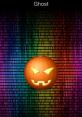 Glowing ghostly pumpkin on a vibrant rainbow background, perfect for super scary Halloween themes and spooky decorations.