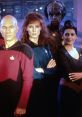 Iconic characters from Star Trek: The Next Generation, showcasing diverse Starfleet uniforms and crew camaraderie.