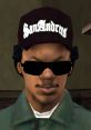 Ryder character from San Andreas wearing sunglasses and a cap, showcasing a tough, urban style and attitude.