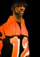 Character wearing an orange jersey with the number 12, showcasing a stylish streetwear vibe.