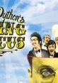 Logo of Monty Python's Flying Circus features characters in whimsical attire against a bright sky background.