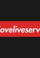 Red background with white text saying "loveliveserv." A modern design element, popular in 2019 for funny and quirky content.