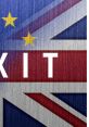 Brexit theme highlighted with British and EU flags, featuring the word "EXIT" prominently displayed.