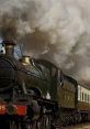 Steam train with billowing smoke, showcasing classic train effects and nostalgia for vintage railway travel.