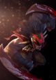 Bloodseeker from Dota, showcasing fierce expression and dual axes, embodies power and agility in battle stance.