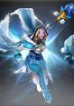 Crystal Maiden from Dota, wielding her ice staff, surrounded by a magical icy glow, showcasing her enchanting abilities.