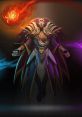 Invoker from Dota, showcasing his powerful spellcasting with fire, ice, and lightning effects surrounding him.