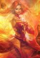 Lina from Dota, depicted in fiery colors, showcasing her powerful magical abilities and fierce expression.