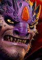 Lion from Dota with a fierce expression, featuring distinctive purple skin and jagged spikes, ready for battle.