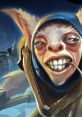 Cheerful Meepo character from Dota, showcasing his mischievous grin, vibrant colors, and dynamic pose.