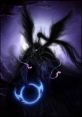 Dark, mystical artwork of Spectre from Dota, featuring ethereal wings and a glowing blue emblem. Perfect for fans and gamers.